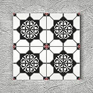 20x20 Cm YC 18 Siyah Gri Yıldız Yer Çinisi