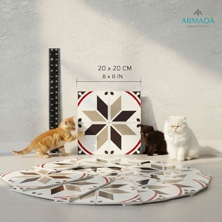 20x20 Cm YC 35 Gri Kahve Geometrik Yer Çinisi