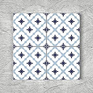 20x20 Cm YC 38 Mavi Çiçekli Yer Çinisi