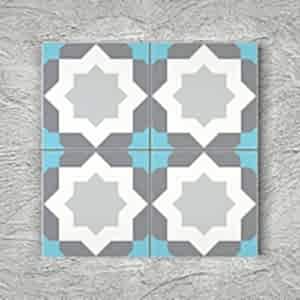 20x20 Cm YC 39 Gri Mavi Türkmen Yıldızı Yer Çinisi