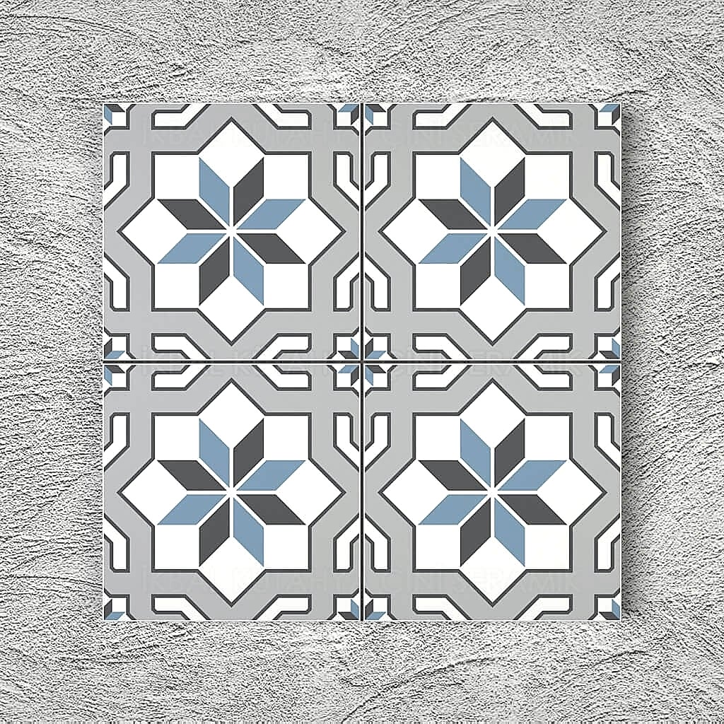 20x20 Cm YC 52 Gri Mavi Yıldız Yer Çinisi