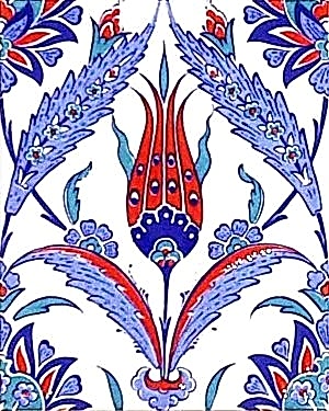 20x25 Cm AC 1002 Kütahya Çinisi Lale Desenli Çini Karo