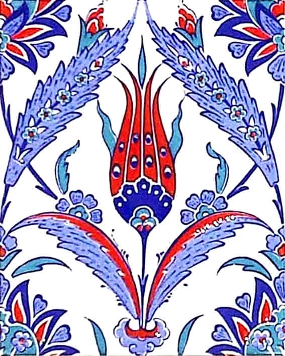 20x25 Cm AC 1002 Kütahya Çinisi Lale Desenli Çini Karo