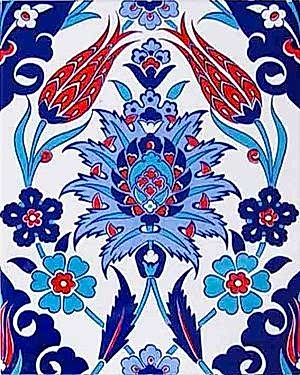 20x25 Cm Ac 1004 Kırmızı Laleli Kütahya Çini Seramik Karo