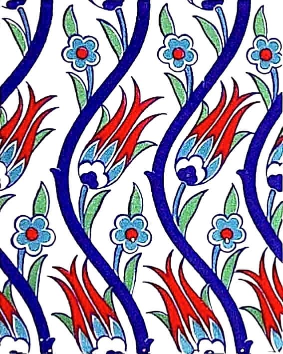 20x25 Cm Ac 1020 Sarmaşık Laleli Desen Çini Seramik Karo
