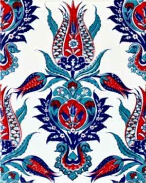 20x25 Cm Ac 309 Tek Lale Desenli Kütahya Çini Karo