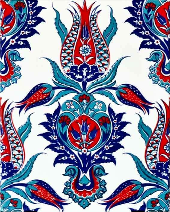 20x25 Cm Ac 309 Tek Lale Desenli Kütahya Çini Karo
