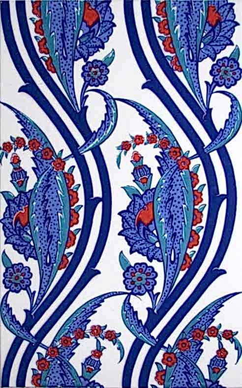 25x40 Cm SP 404 Desenli İznik Çini Karo Sarmaşık Lale