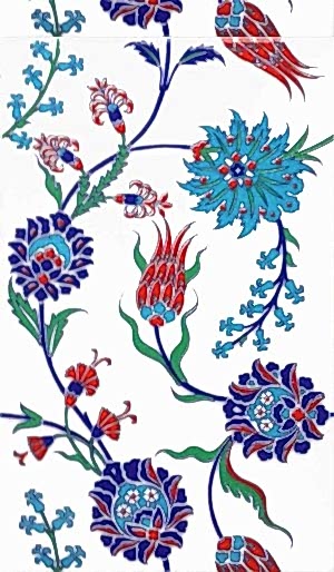 25x40 Cm SP 405 Desenli İznik Çini Karo Lale Karanfil