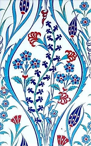 25x40 Cm SP 419 Mavi Beyaz Kütahya İznik Çini Karo