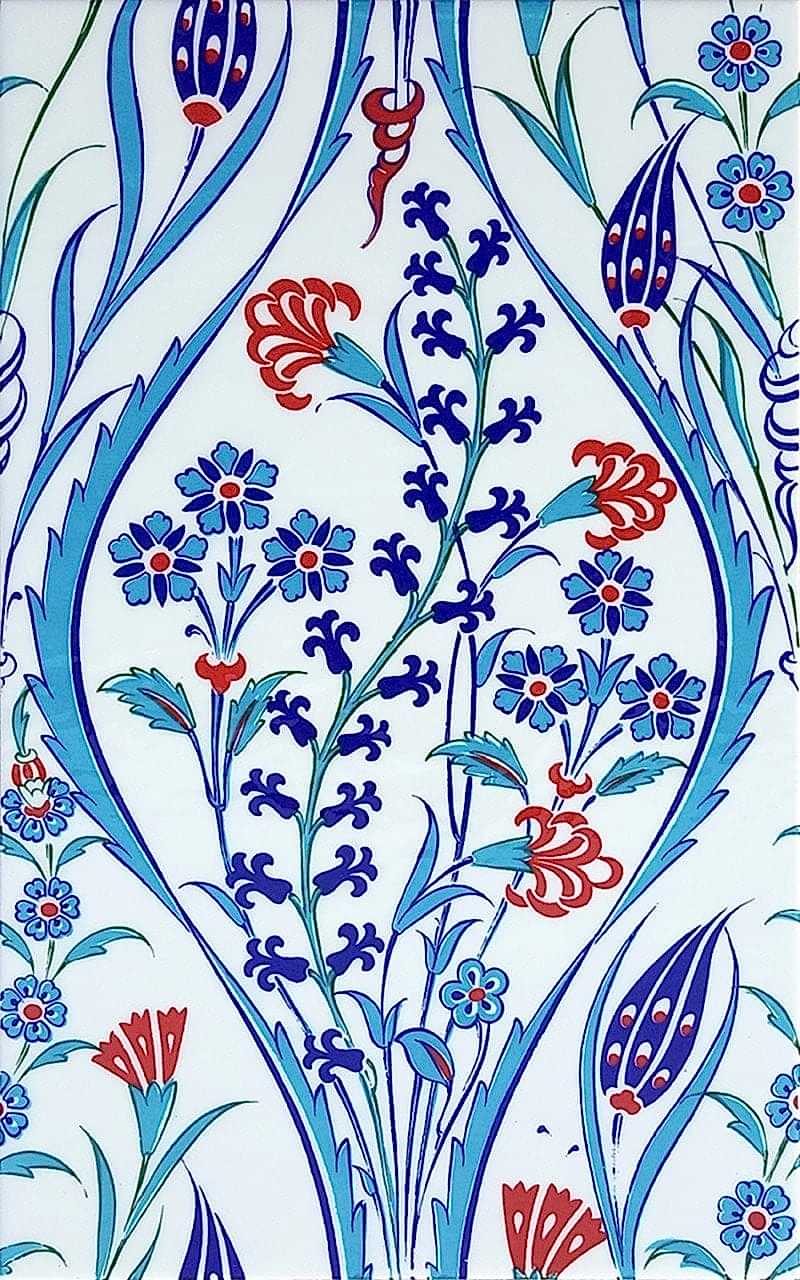 25x40 Cm SP 419 Mavi Beyaz Kütahya İznik Çini Karo