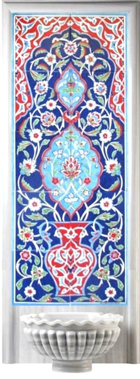 40x100 Cm ED 704 Kobalt Saksılı Eldekoru Çini Pano