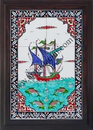 40x60 Cm ED 500 İznik Kalyon Eldekoru Çini Pano