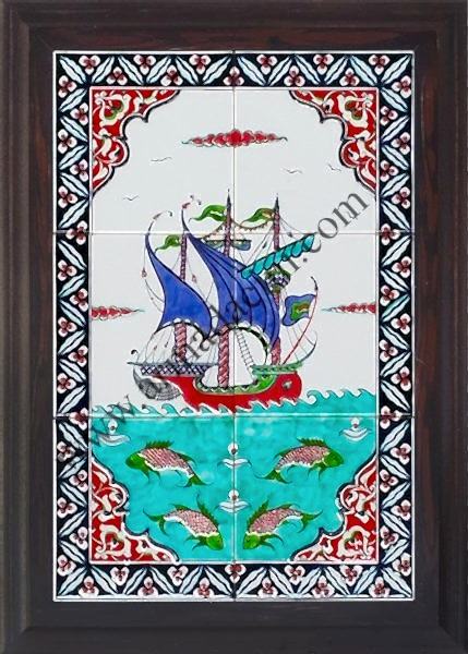 40x60 Cm ED 500 İznik Kalyon Eldekoru Çini Pano