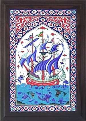 40x60 Cm ED 501 Osmanlı Kalyon Eldekoru Çini Pano