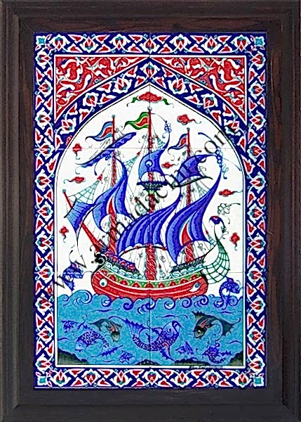 40x60 Cm ED 501 Osmanlı Kalyon Eldekoru Çini Pano