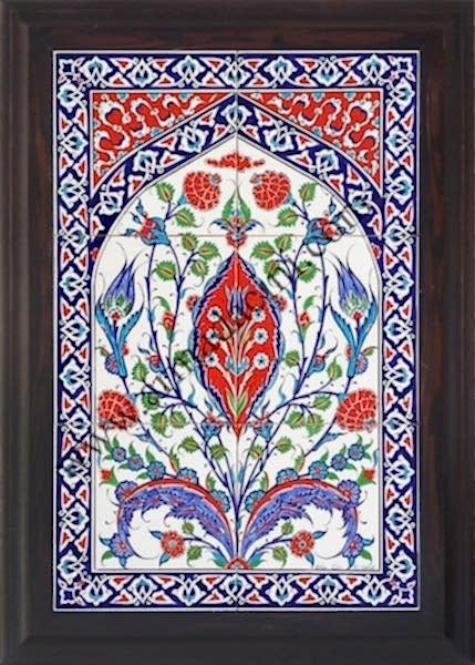 40x60 Cm ED 507 Kırmızı Göbekli Eldekoru Çini Pano