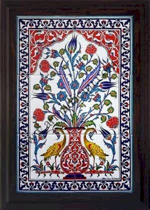 40x60 Cm ED 513 Sarı Sülünlü Eldekoru Çini Pano