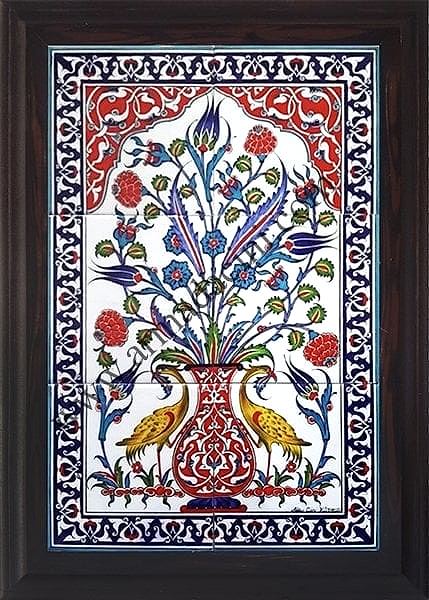 40x60 Cm ED 513 Sarı Sülünlü Eldekoru Çini Pano