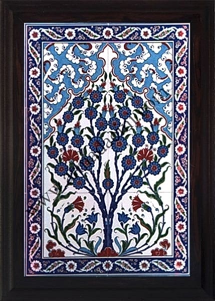 40x60 Cm ED 514 Kobalt Hayat ağaç Eldekoru Çini Pano