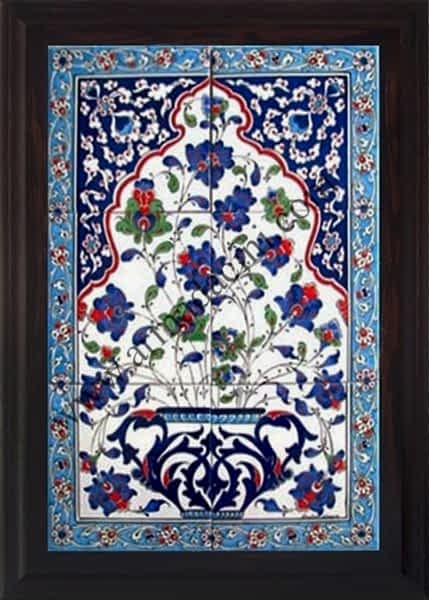 40x60 Cm ED 515 Mavi Saksılı Eldekoru Çini Pano