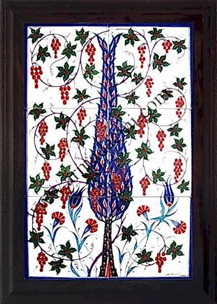 40x60 Cm ED 519 Tek selvi Eldekoru Çini Pano