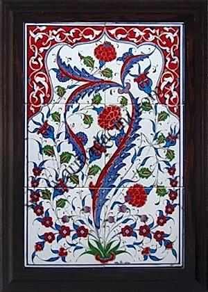 40x60 Cm ED 520 Hançer Yapraklı Eldekoru Çini Pano