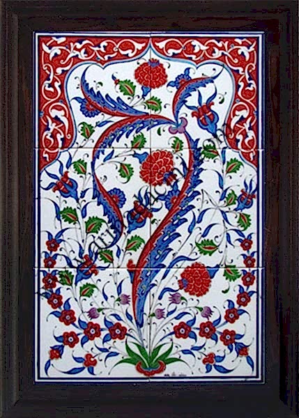 40x60 Cm ED 520 Hançer Yapraklı Eldekoru Çini Pano