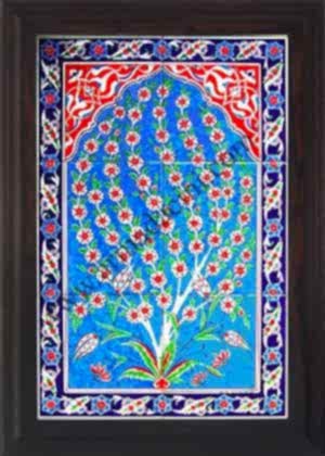 40x60 Cm ED 603 Turkuaz Hayat Ağacı Çini Pano