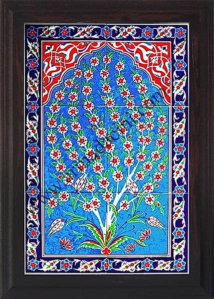 40x60 Cm ED 603 Turkuaz Hayat Ağacı Çini Pano