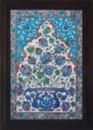 40x60 Cm ED 607 Mavi Saksılı Eldekoru Çini Pano