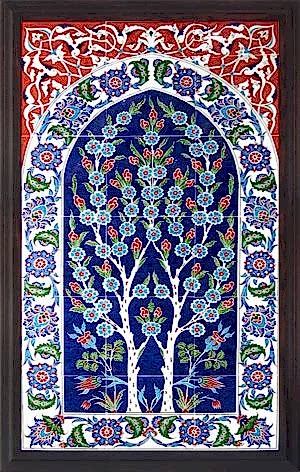 60x100 Cm ED 620 Çift Hayat ağacı El dekoru Çini Pano