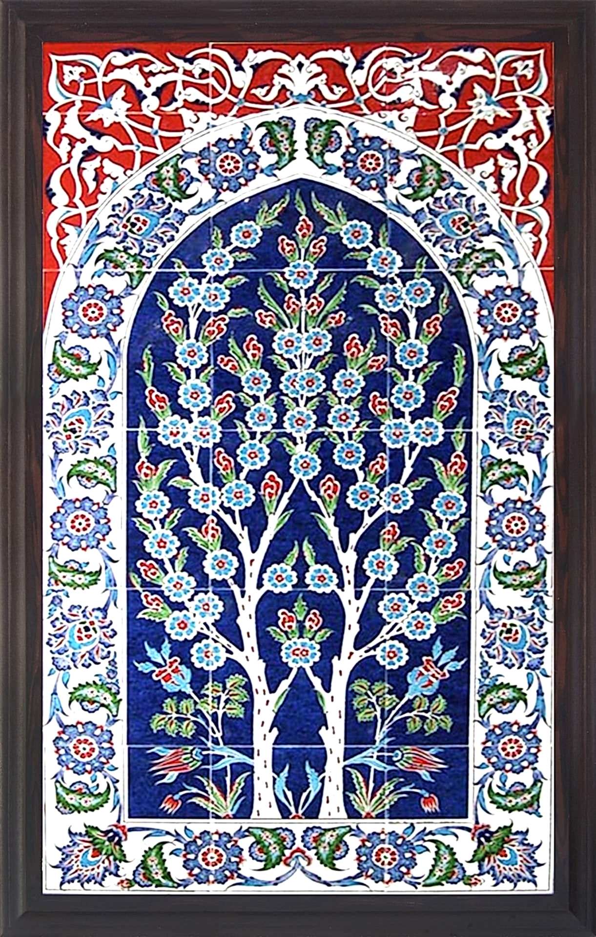 60x100 Cm ED 620 Çift Hayat ağacı El dekoru Çini Pano