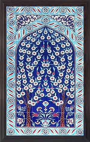 60x100 Cm ED 622 Kobalt Hayat ağacı Çini Pano