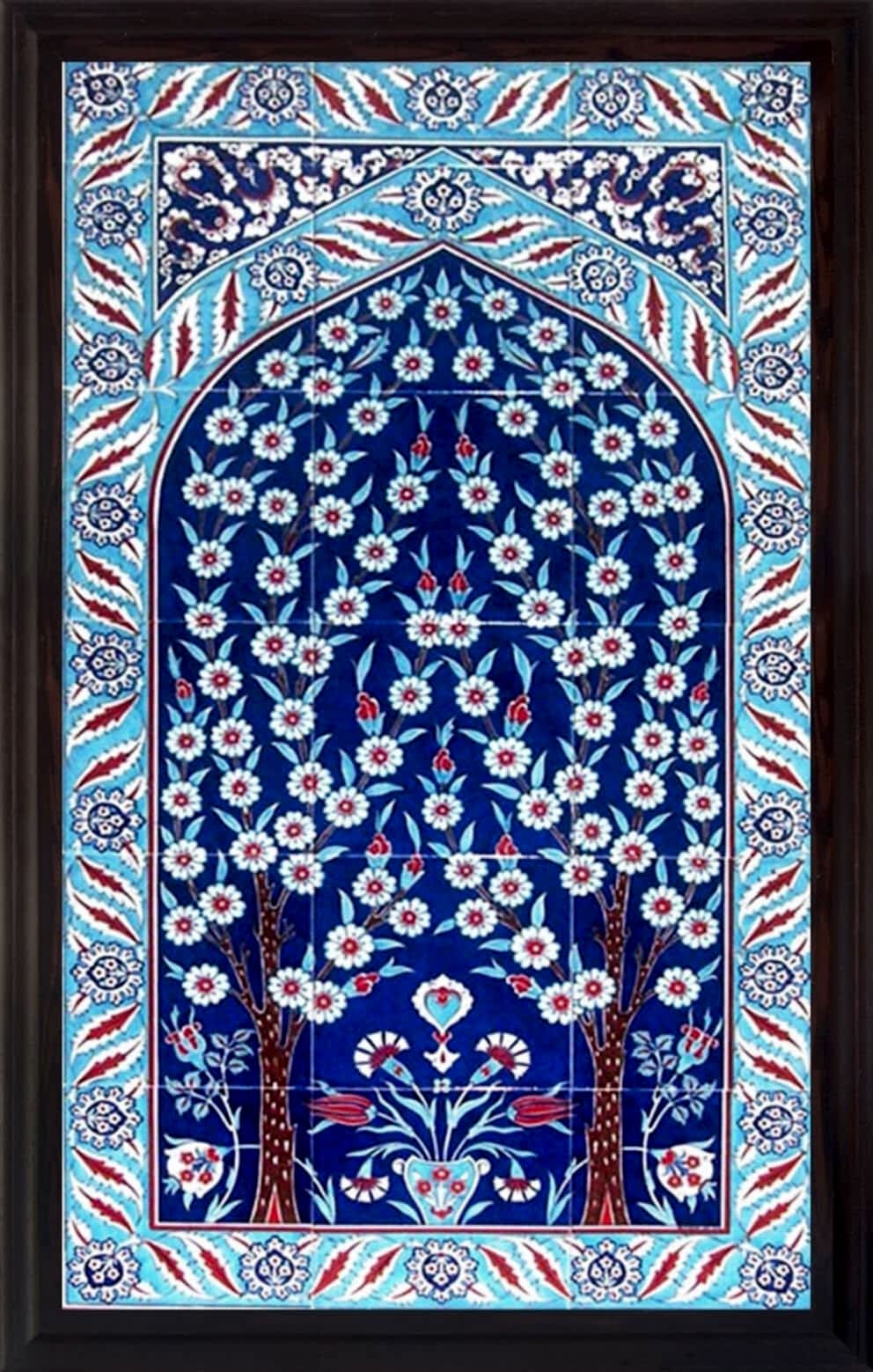 60x100 Cm ED 622 Kobalt Hayat ağacı Çini Pano