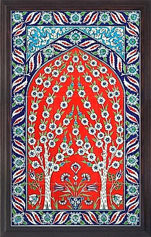 60x100 Cm ED 623 Kırmızılı Hayat ağacı Çini Pano