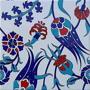 20x20 Cm SP 105 Lale Çiçek Desen Kütahya İznik Çini Karo