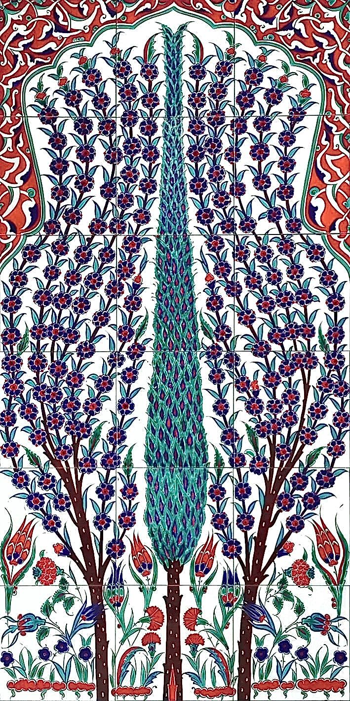 60x120 Cm ED 617 Selvi El dekoru Çini Pano