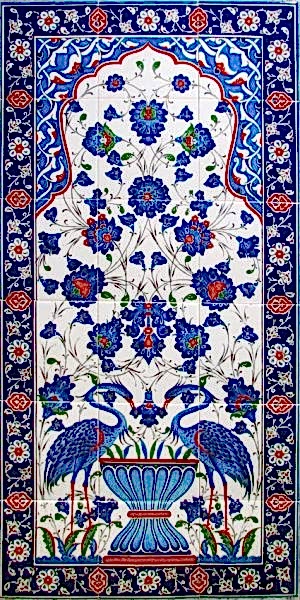 60x120 Cm ED 6198 Kuşlu El dekoru Çini Pano