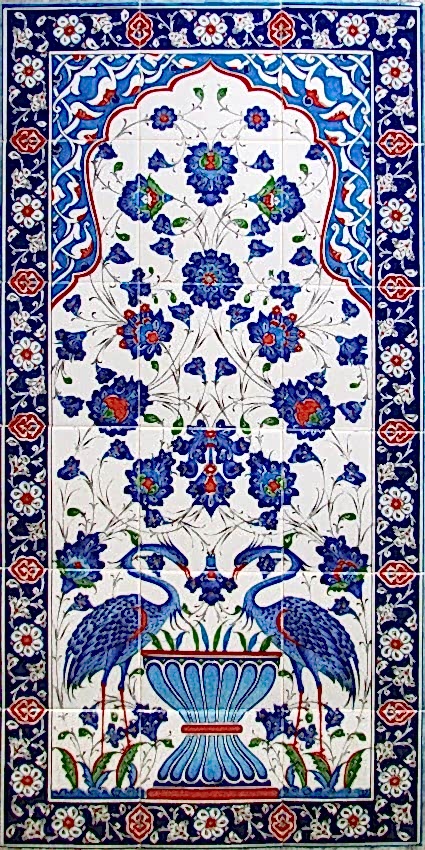 60x120 Cm ED 6198 Kuşlu El dekoru Çini Pano