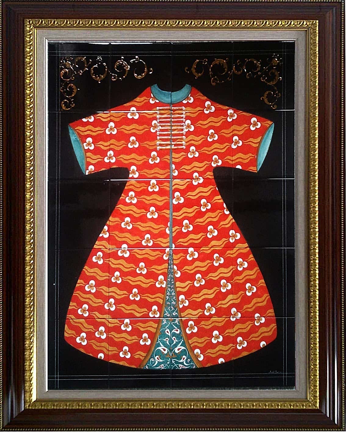 80x100 Cm ED 686 Osmanlı Kaftanı Eldekoru Çini Pano