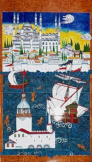 80x140 Cm ED 683 İstanbul Sahnesi Çini Pano