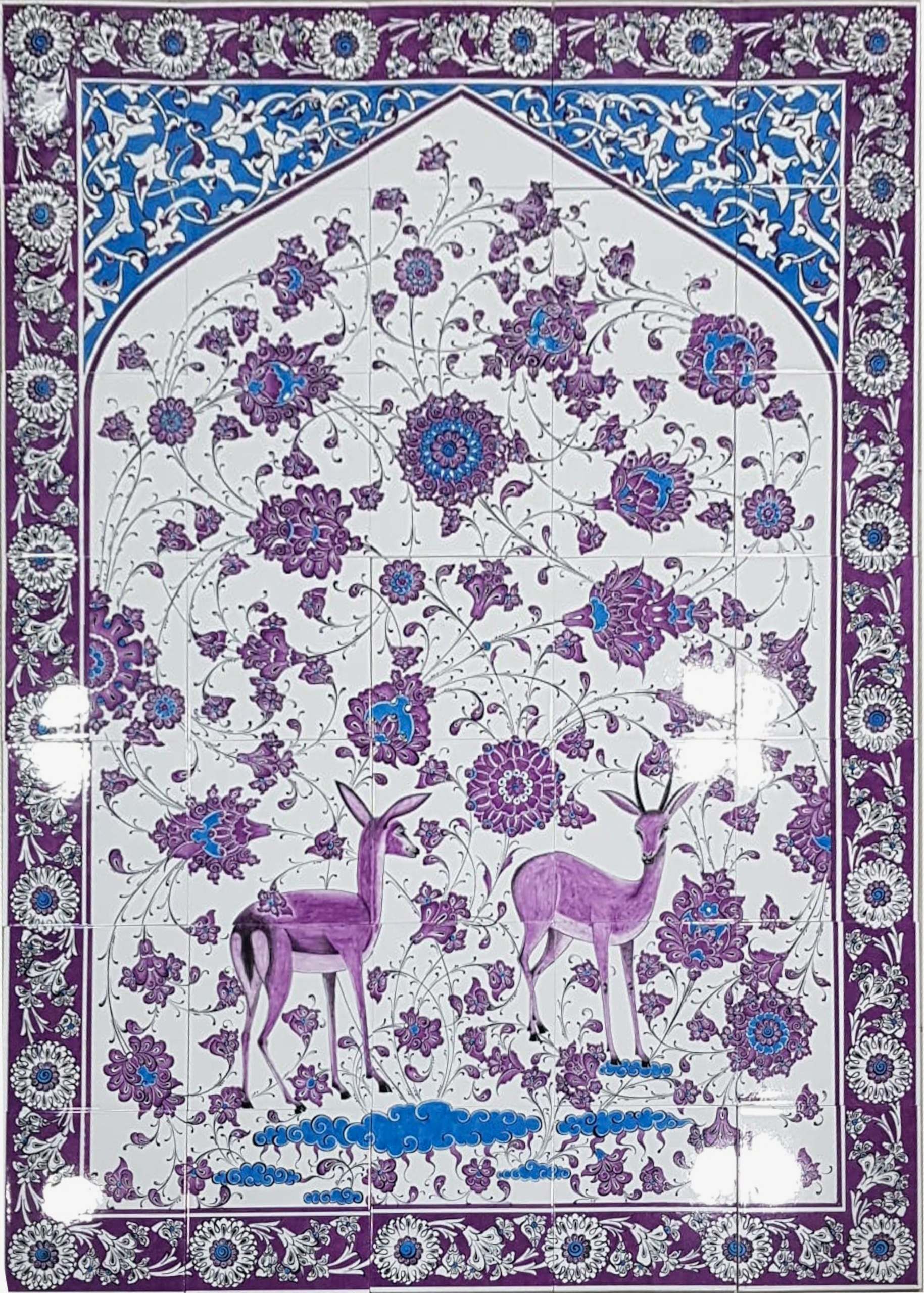 100x140 Cm ED 684 Ceylanlı El dekoru Çini Pano