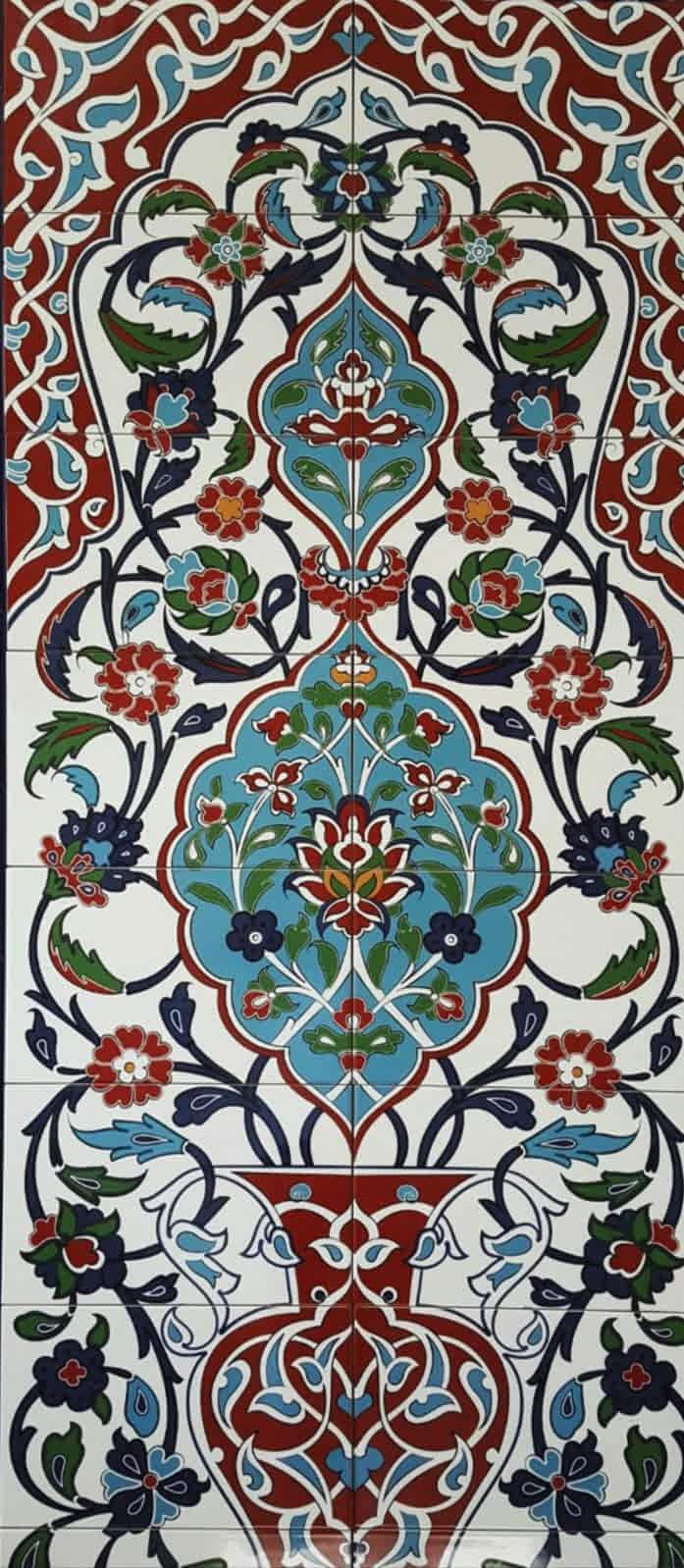 80x180 Çiçek desenli Zeminsiz Türk Hamamı Dijital Baskı Pano