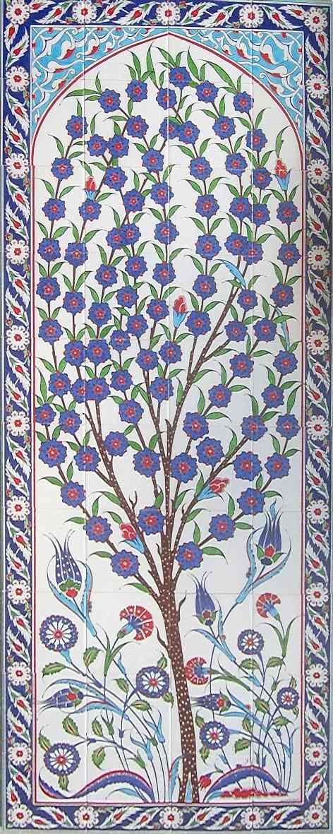 80x200 Cm ED 641 Hayat Ağacı El dekoru Çini Pano