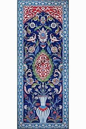 80x200 Cm ED 643 Zeminli Saksı Desenli El dekoru Çini Pano