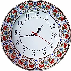 PRT 131 25 Cm Siyah Altın Yaldızlı karanfil Desenli Porselen Çini saat