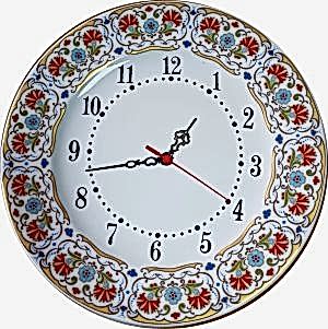 PRT 132 25 Cm Sarı Altın Yaldızlı karanfil Desenli Porselen Çini saat