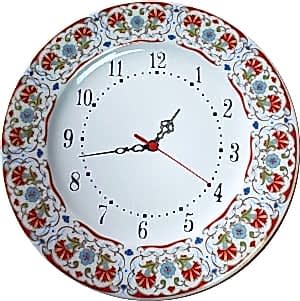PRT 133 25 Cm Kırmızı Altın Yaldızlı karanfil Desenli Porselen Çini saat