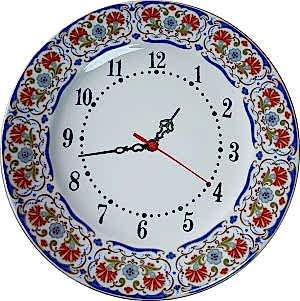 PRT 135 25 Cm Lacivert Altın Yaldızlı karanfil Desenli Porselen Çini saat